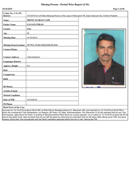 Missing Person - Period Wise Report (CIS) 18/10/2019 Page 1 of 50