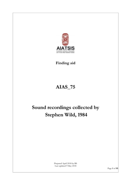 Aias 75 Finding Aid.Pdf (Pdf, 937.36