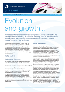 Legal Services Issue 2: March 2015 Evolution and Growth