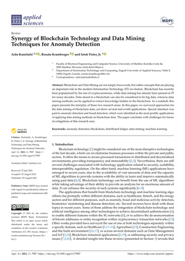 Synergy of Blockchain Technology and Data Mining Techniques for Anomaly Detection