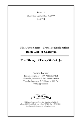 Travel & Exploration Book Club of California the Library of Henry W