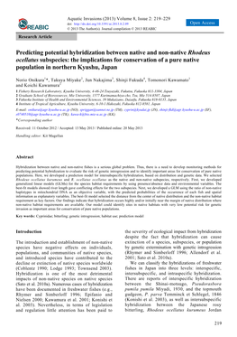 Predicting Potential Hybridization Between Native and Non