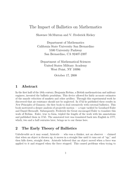 The Impact of Ballistics on Mathematics