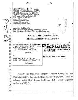 Tf- 0452G~Stw 14 CORPORATION and FOX COMP-Lftint for Copyrighi TELEVISION HOLDINGS, INC