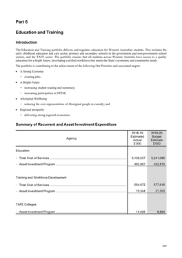 2019-20 Budget Statement Part 6 Education and Training