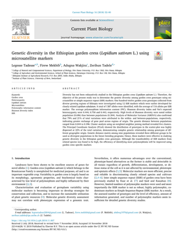 Genetic Diversity in the Ethiopian Garden Cress