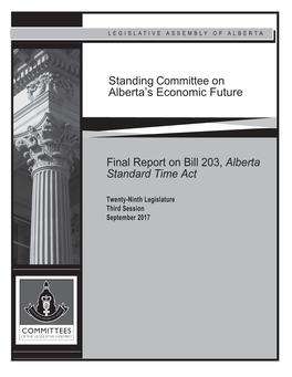 Final Report on Bill 203 Alberta Standard Time