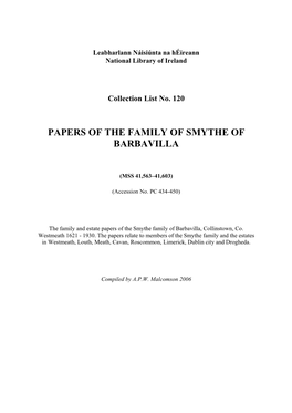 Family of Smythe of Barbavilla