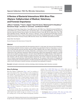 A Review of Bacterial Interactions with Blow Flies (Diptera: Calliphoridae) of Medical, Veterinary, and Forensic Importance