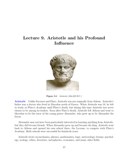 Lecture 9. Aristotle and His Profound Influence