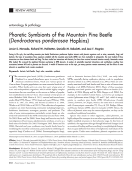 Phoretic Symbionts of the Mountain Pine Beetle (Dendroctonus Ponderosae Hopkins)