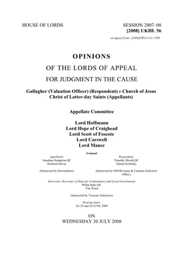 Valuation Officer) (Respondent) V Church of Jesus Christ of Latter-Day Saints (Appellants)