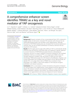 A Comprehensive Enhancer Screen Identifies TRAM2 As a Key and Novel Mediator of YAP Oncogenesis Li Li1†, Alejandro P