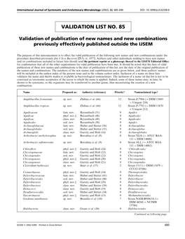 Validation List No. 85