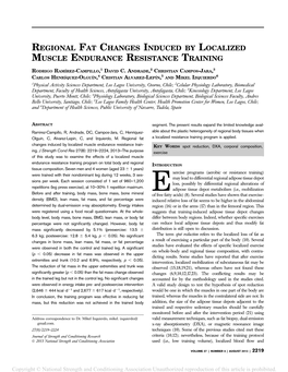 Regional Fat Changes Induced by Localized Muscle Endurance Resistance Training