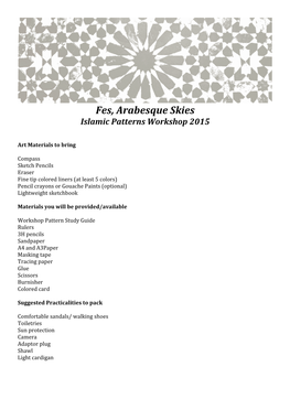 Fes, Arabesque Skies Islamic Patterns Workshop 2015