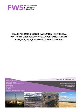 Coal Exploration Target Evaluation for the Coal Authority Underground Coal Gasification Licence Ca11/Ucg/0024/S at Point of Ayr, Flintshire