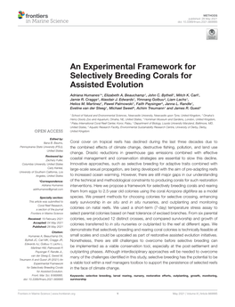 An Experimental Framework for Selectively Breeding Corals for Assisted Evolution