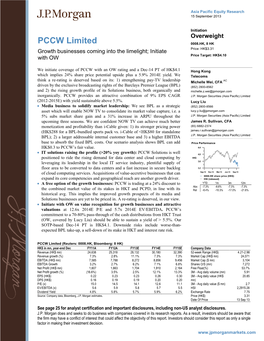 PCCW Limited 0008.HK, 8 HK Growth Businesses Coming Into the Limelight; Initiate Price: HK$3.31 with OW Price Target: HK$4.10