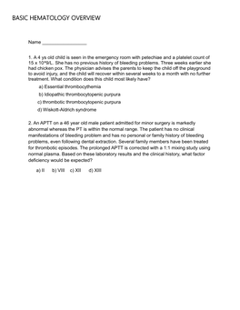 Basic Hematology Overview