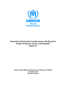 International Protection Considerations with Regard to People Fleeing the Syrian Arab Republic Update IV