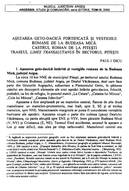 Romane De La Budeasa Mică. Castrul Roman De La Piteşti Traseul Limes Transalutanus În Sectorul Piteşti