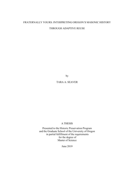 Fraternally Yours: Interpreting Oregon's Masonic History