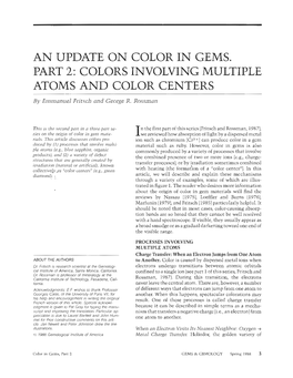 AN UPDATE on COLOR in GEMS. PART 2: COLORS INVOLVING MULTIPLE ATOMS and COLOR CENTERS by Emmunuel Fritsch and George R