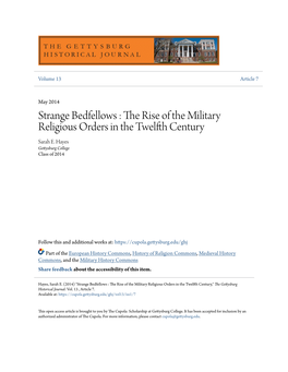 The Rise of the Military Religious Orders in the Twelfth Century by Sarah Hayes