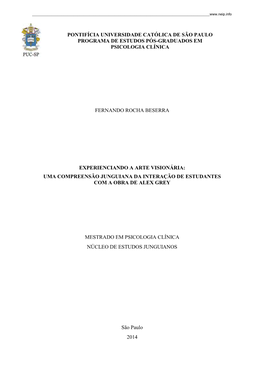 Pontifícia Universidade Católica De São Paulo Programa De Estudos Pós-Graduados Em Psicologia Clínica