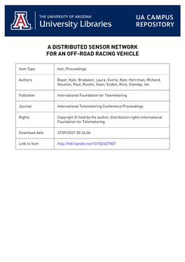 A Distributed Sensor Network for an Off-Road Racing Vehicle