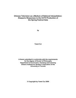 Chinese Television As a Medium of National Interpellation: Diasporic Responses to the CCTV Production of the Spring Festival Gala