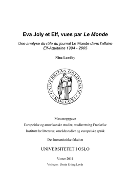 Eva Joly Et Elf, Vues Par Le Monde