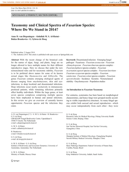 Taxonomy and Clinical Spectra of Fusarium Species: Where Do We Stand in 2014?