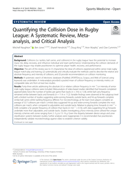 Quantifying the Collision Dose in Rugby League