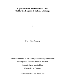 Legal Positivism and the Rule of Law: the Hartian Response to Fuller's