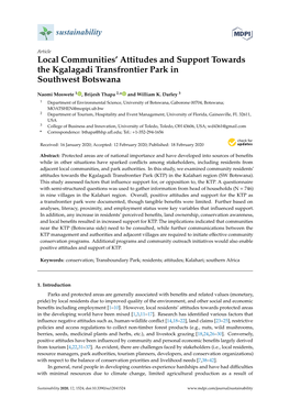 Local Communities' Attitudes and Support Towards the Kgalagadi