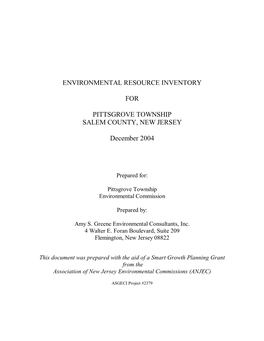 Environmental Resource Inventory for Pittsgrove