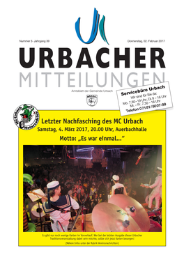 Letzter Nachfasching Des MC Urbach Samstag, 4