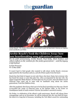 Archie Roach's Took the Children Away