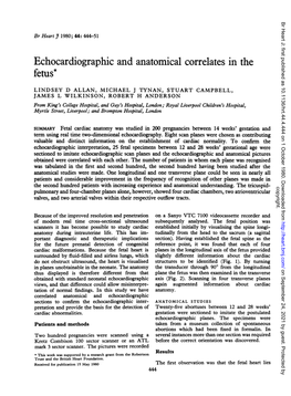 Echocardiographic Andanatomical Correlates Inthe Fetus*