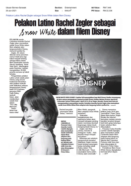 Utusan Borneo-Sarawak Pelakon Latino Rachel Zegler Sebagai Snow White Dalam Filem Disney