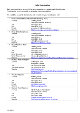 Accommodation Information