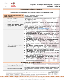 Registro Municipal De Trámites Y Servicios GUÍA DE TRÁMITE