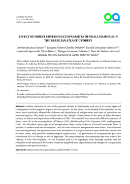 Effect of Forest Cover on Ectoparasites of Small Mammals in the Brazilian Atlantic Forest