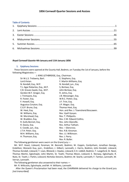 1856 Cornwall Quarter Sessions and Assizes
