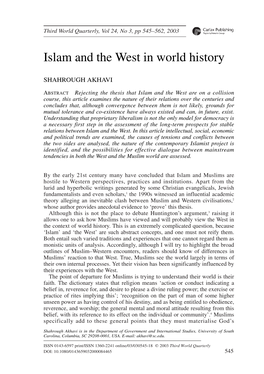 Islam and the West in World History