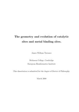 The Geometry and Evolution of Catalytic Sites and Metal Binding Sites