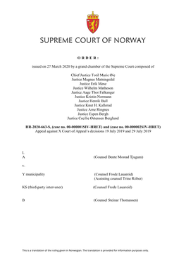 ORDER: Issued on 27 March 2020 by a Grand Chamber of the Supreme