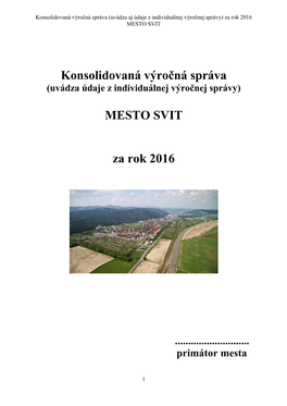 Výročná Správa Mesta Svit Rok 2016 T IUZ KUZ Spojena